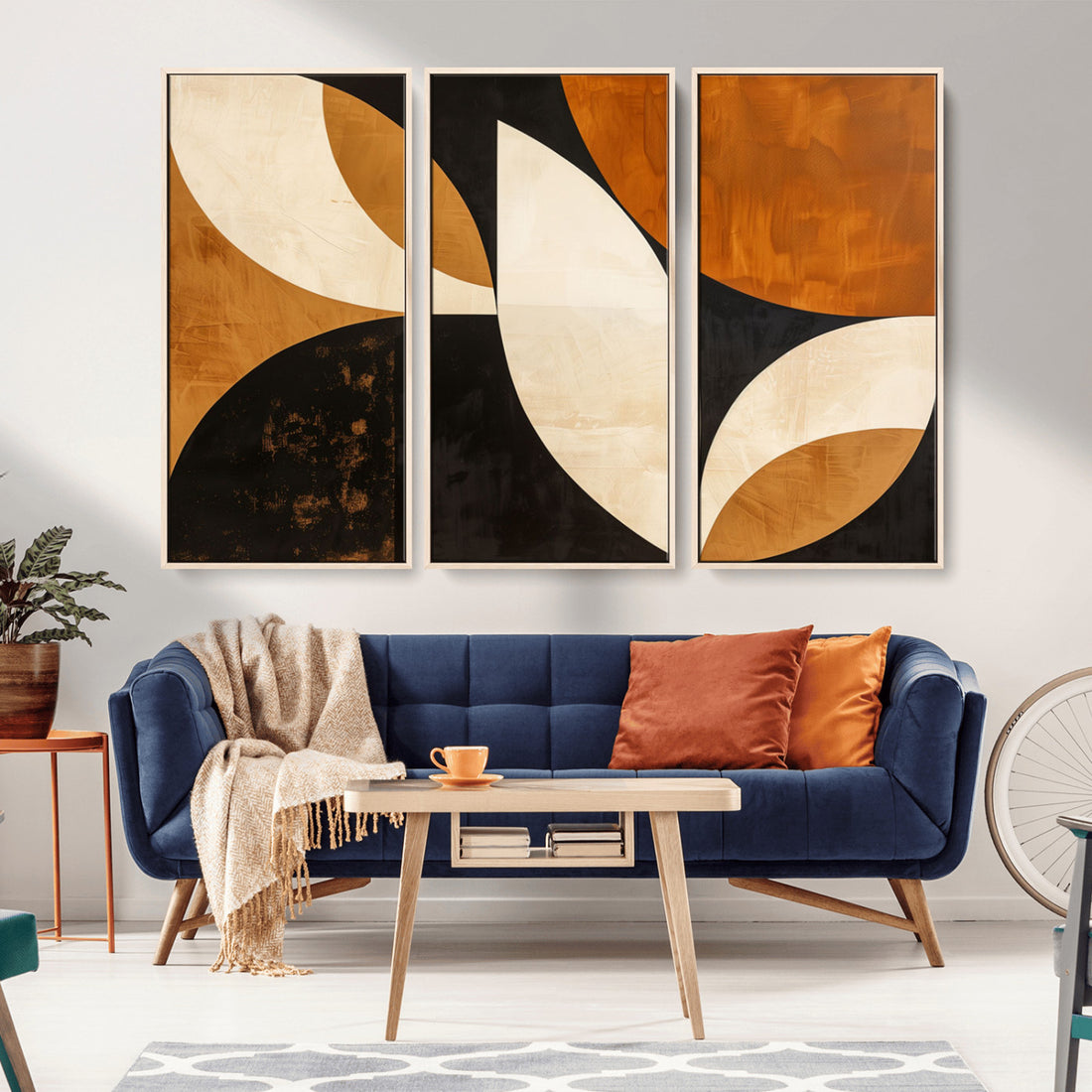 Geometric Abstract Wall Art Canvas Print, Mid Century Modern Wall Art
