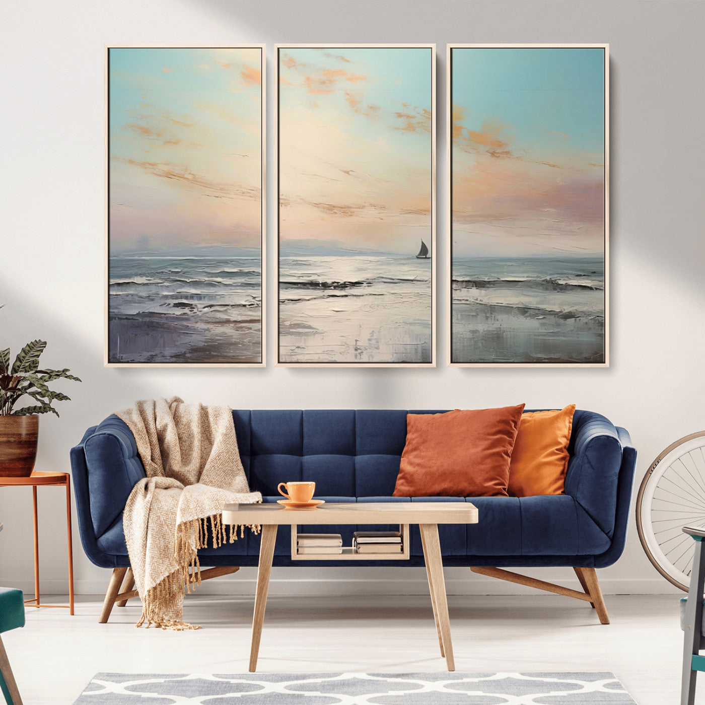 MGV-FC-48X32-3P - Abstract Ocean Wall Art -  Boat Wall Art Canvas Print