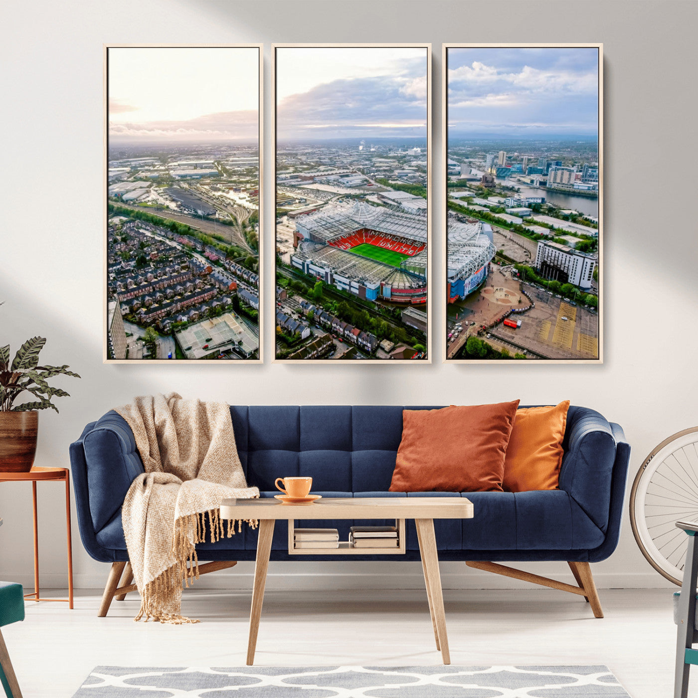 MGV-FC-48X32-3P - Old Trafford Manchester United Stadium Wall Art Canvas Print - Aerial View Stadium, Old Trafford