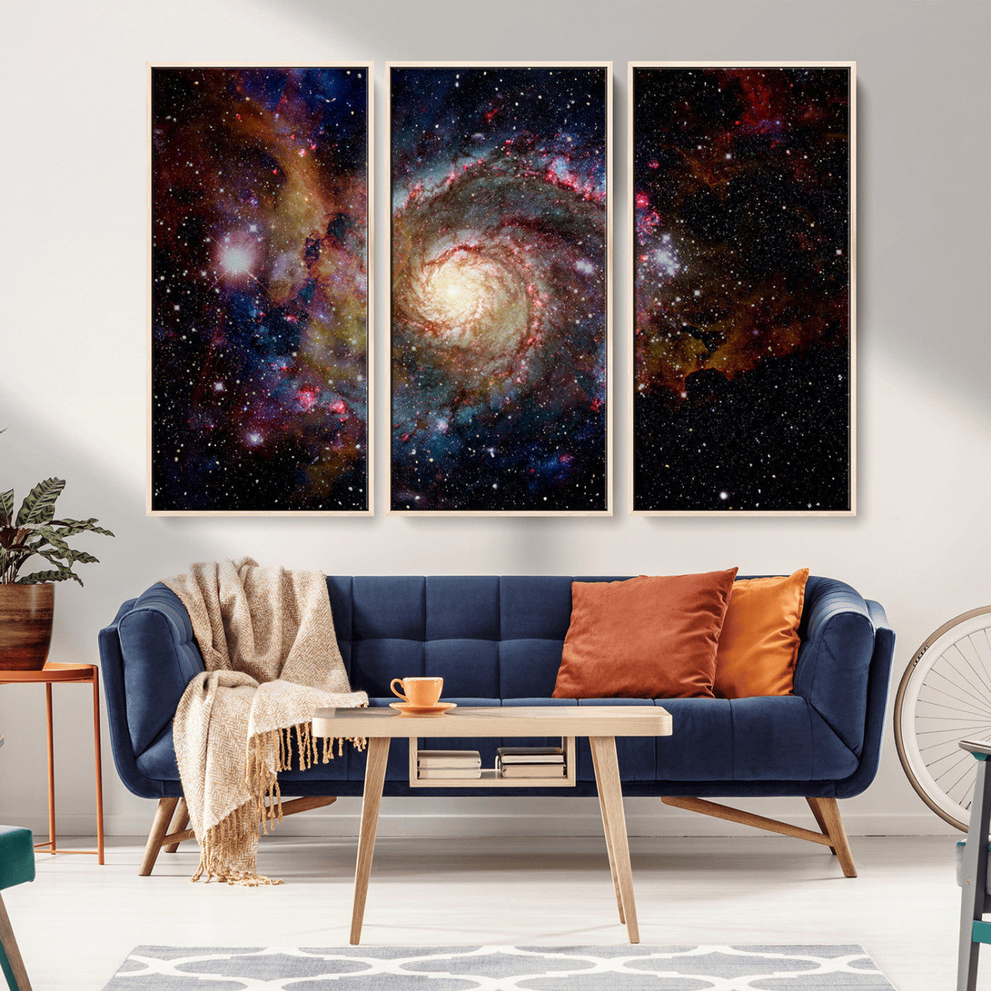 MGV-FC-48X32-3P - Nebula and Galaxies in Space Wall Art Canvas Print, Spiral Galaxy Wall Art Canvas Print