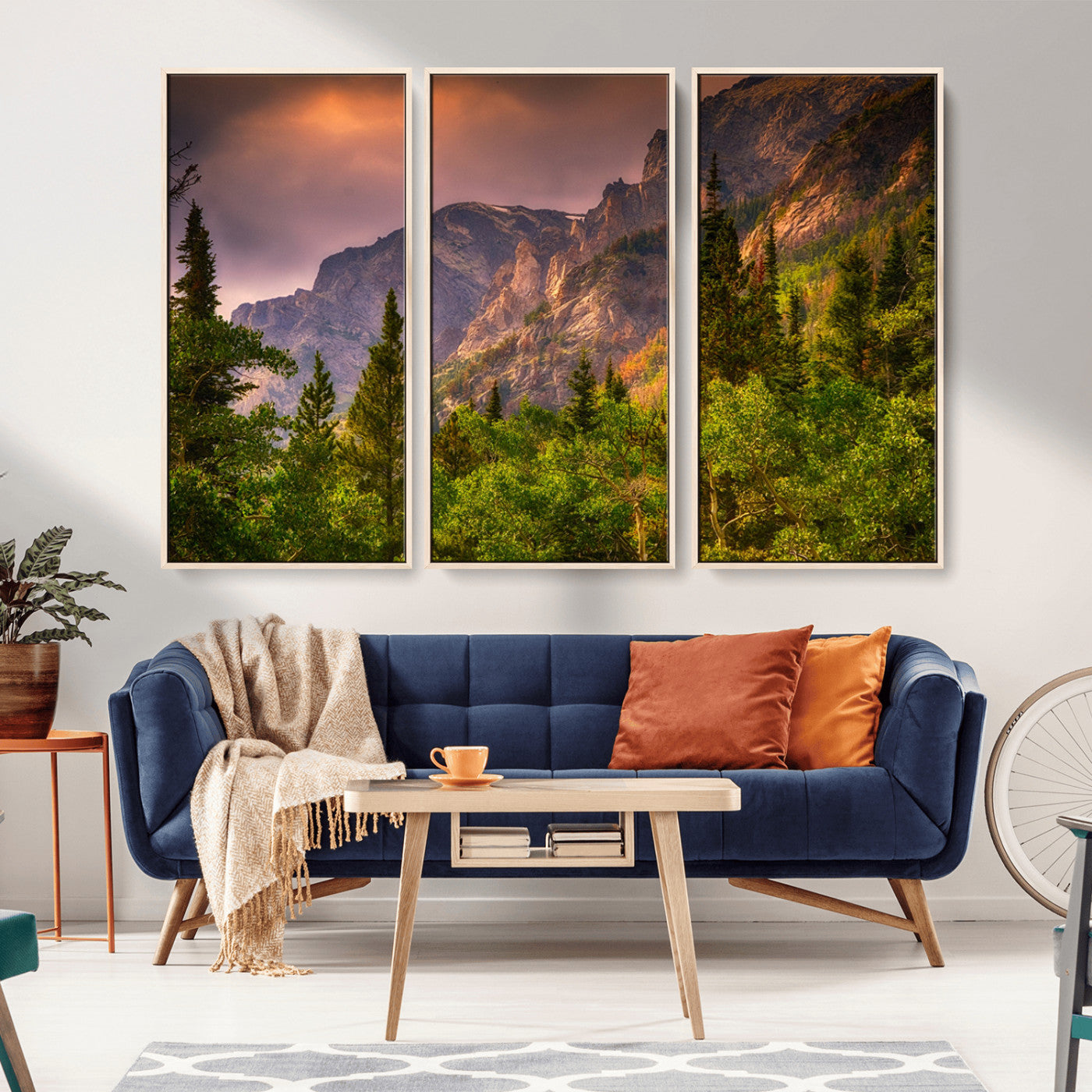 MGV-FC-48X32-3P - Colorado Rockies Mountains Wall Art Canvas Print | Ready to Hang  Framed Mountain Landscape