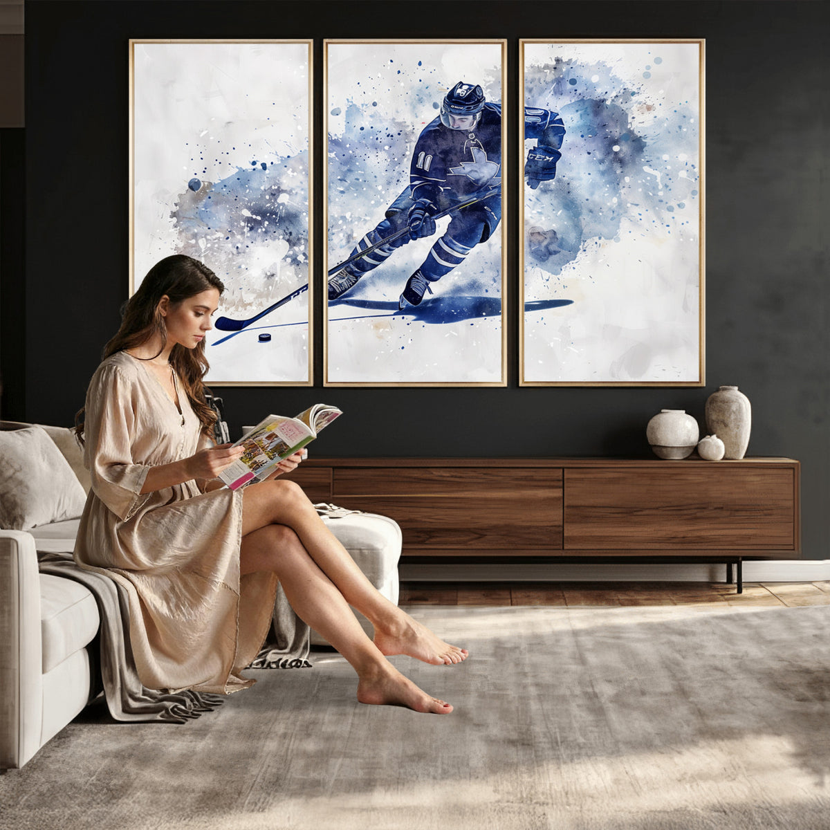 39795-MGV-CV-36X24 - Hockey Player Wall Art Canvas Print