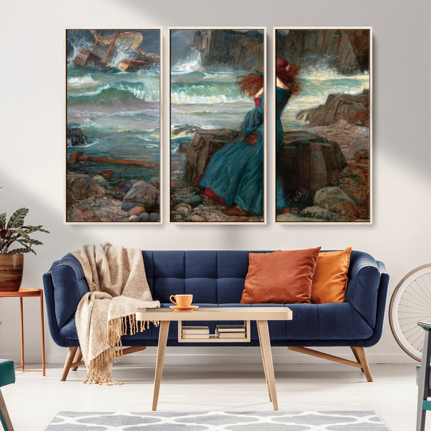 -Miranda by the Shore Wall Art Canvas Print – Tempest Scene Ocean Storm – Ready to Hang