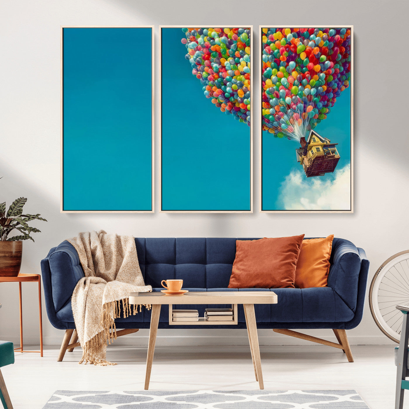MGV-FC-48X32-3P - Carl Fredricksen, Up Movie Wall Art, Colorful Balloon House Art | Whimsical Wall Decor for Living