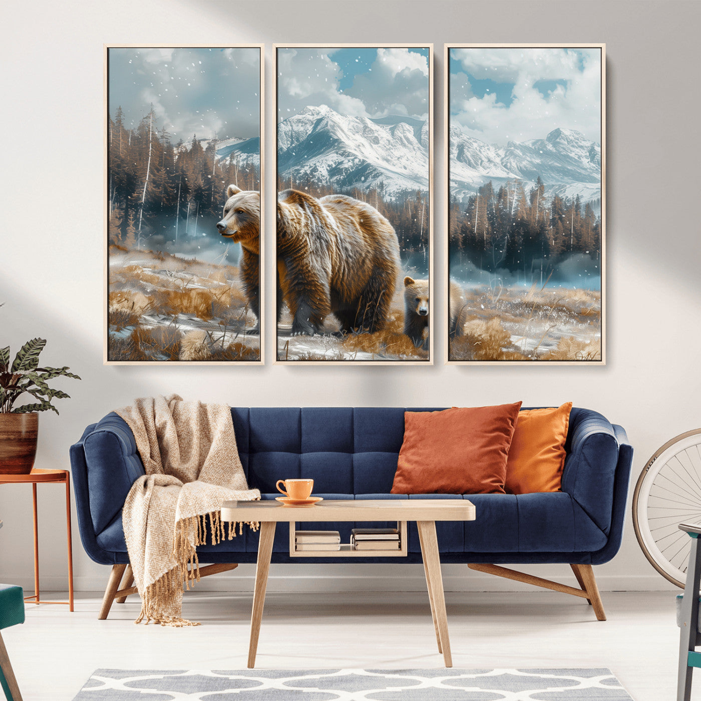 MGV-FC-48X32-3P - Bear and Baby Bear Wall Art Canvas Print