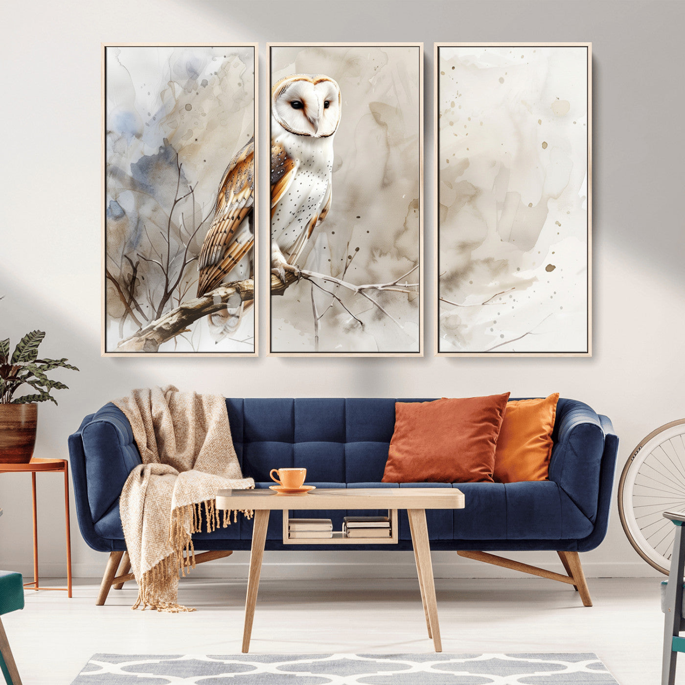 MGV-FC-48X32-3P - Barn Owl Wall Art | Watercolor Canvas Print | Perfect for Farmhouse Wall Decor | Ready to Hang