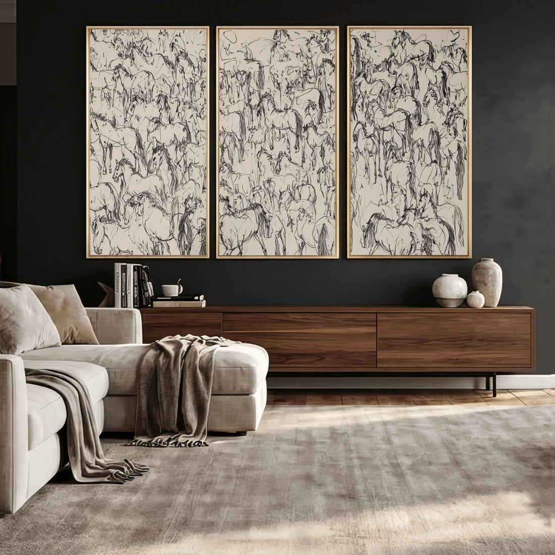 Abstract Horse Sketch Wall Art, Ready to Hang