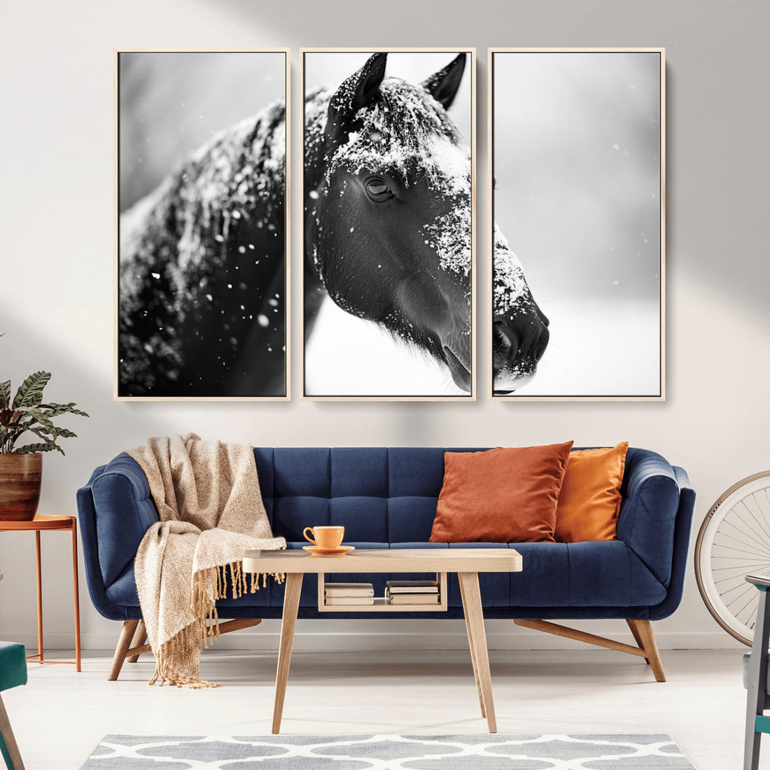 Horse Canvas Print, Winter Horse Snow Wall Art Canvas Print