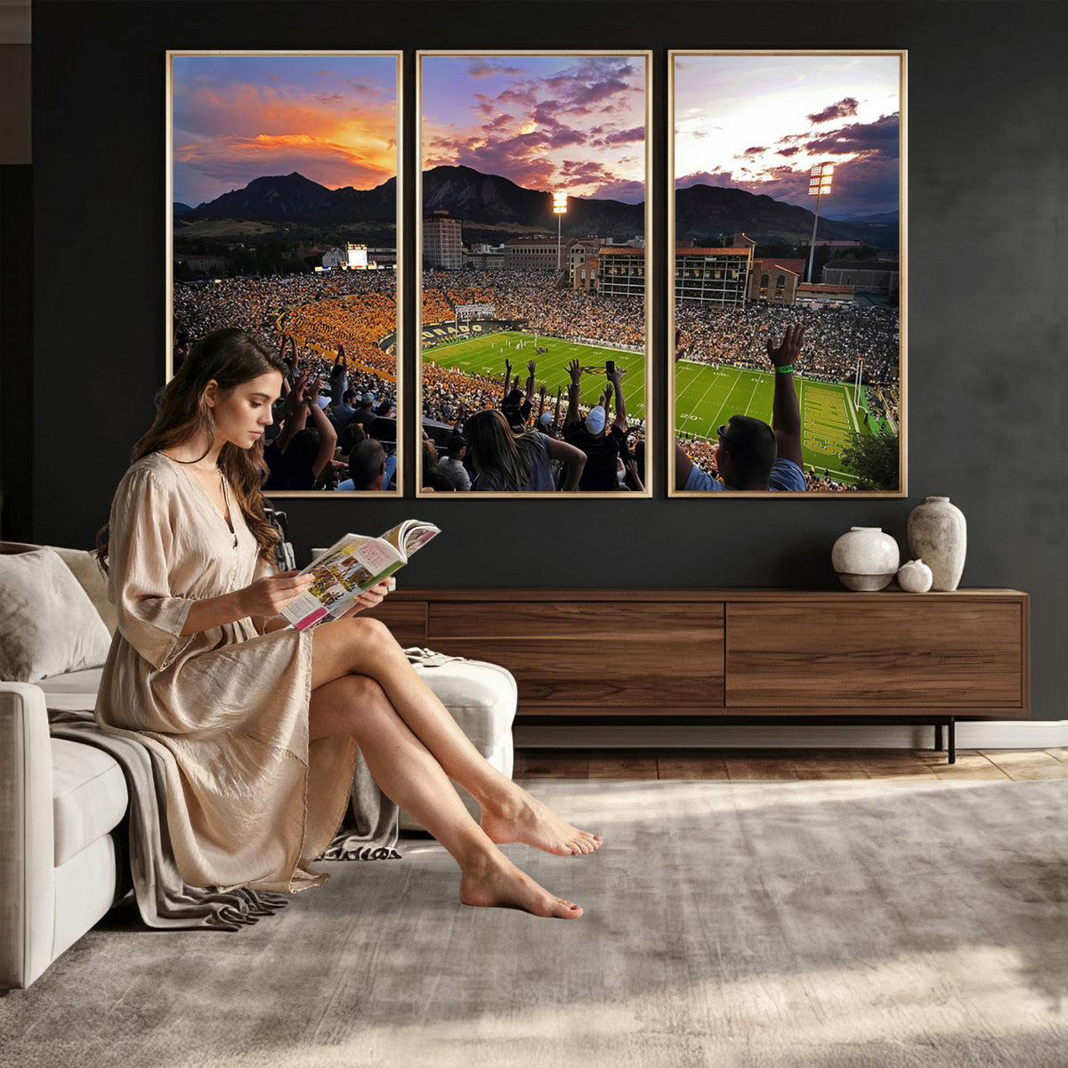 52579-MGV-CV-36X24 - Folsom Field, University of Colorado Buffaloes Football, Framed and Ready to Hang