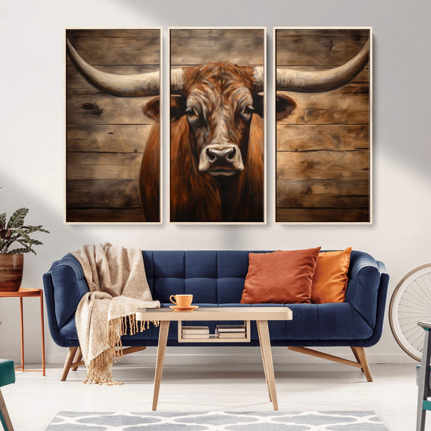 77556-MGV-CV-36X24-Longhorn Bull Wall Art | Canvas Print | Ready to Hang | Rustic Farmhouse Wall Decor | Western Barn