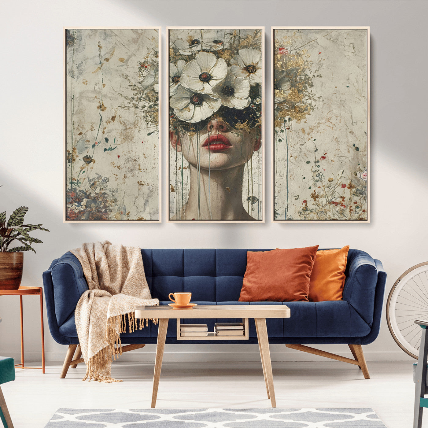 MGV-FC-48X32-3P - Abstract Floral Women Patel Wall Art Canvas Print