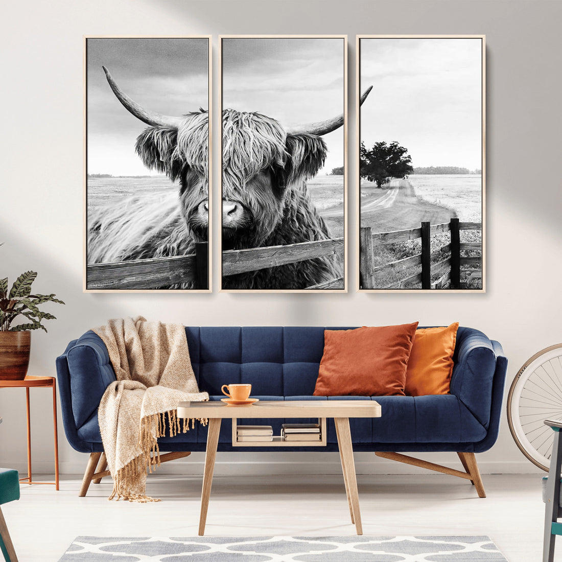 Scottish Highland Cow Wall Art, Rustic Farmhouse Decor