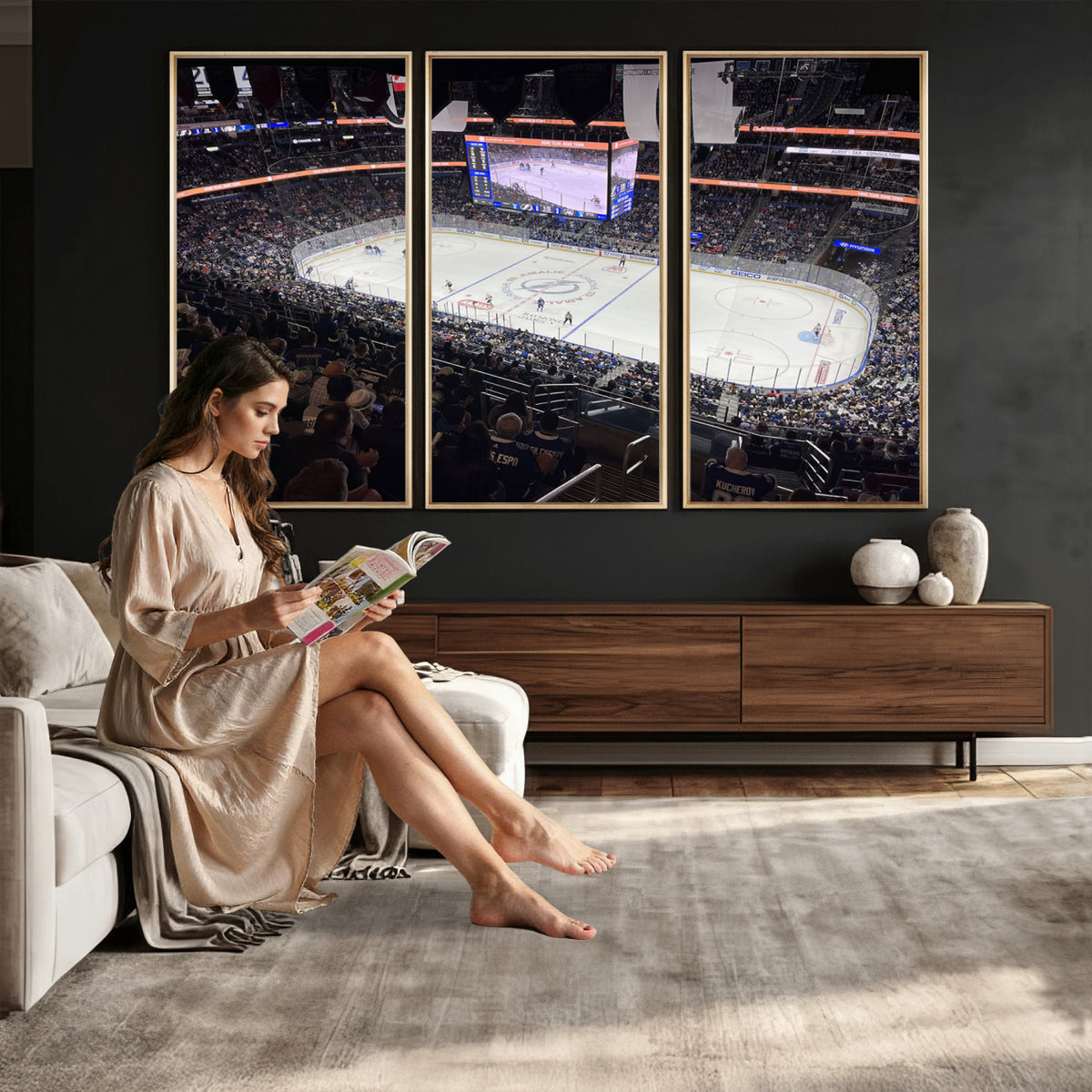 51641-MGV-CV-36X24 - Amalie Arena Florida Wall Art Canvas Print, NHL Hockey, Framed and Ready to Hang
