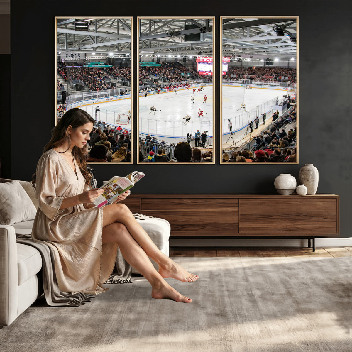 79352-MGV-CV-36X24 - Lausanne Arena Ice Hockey Stadium Wall Art Canvas Print