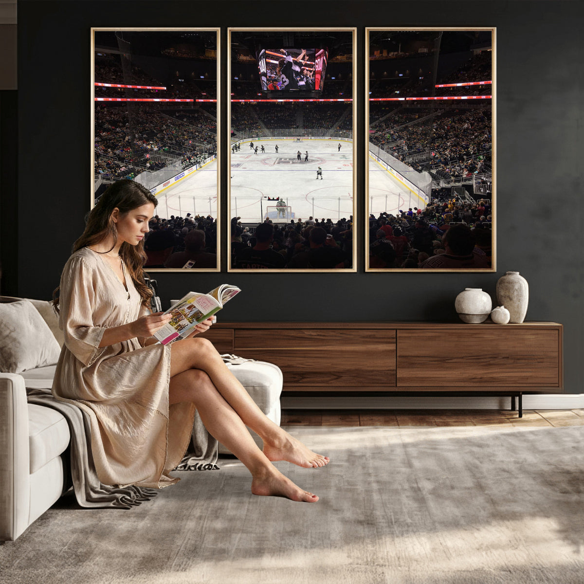 14802-MGV-CV-36X24 - T Mobile Arena Paradise Nevada Vegas Golden Knights Ice Hockey Stadium