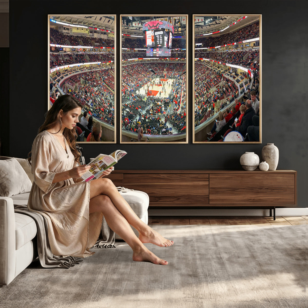43481-MGV-CV-36X24 - United Center Chicago Bulls Stadium Wall Art Canvas Print