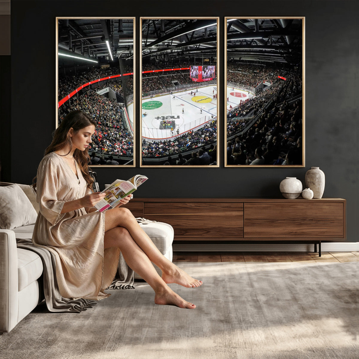 46282-MGV-CV-36X24 - Vaudoise Lausanne Ice Hockey Arena Stadium Wall Art Canvas