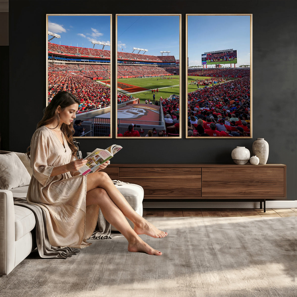 65229-MGV-CV-36X24 - Florida Tampa Raymond James Stadium Wall Art Canvas Print - NFL Football Stadium Print