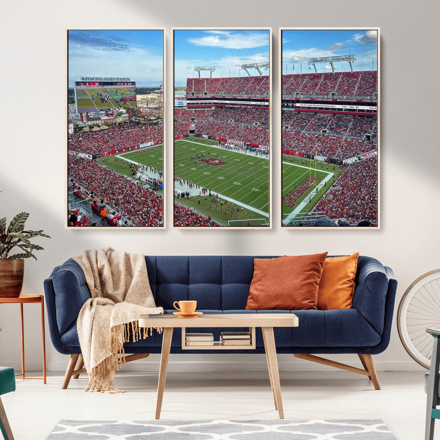 MGV-FC-48X32-3P - Florida Tampa Raymond James Stadium Wall Art Canvas Print - NFL Football Stadium Print Canvas