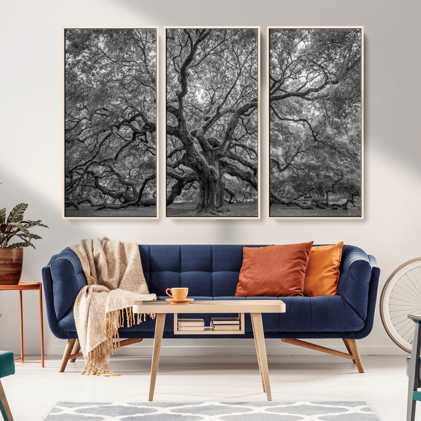 97240-MGV-CV-36X24-Majestic Angel Oak Tree Black and White Canvas Print – Multi Panel Wall Art, Giclée Print, Ready to
