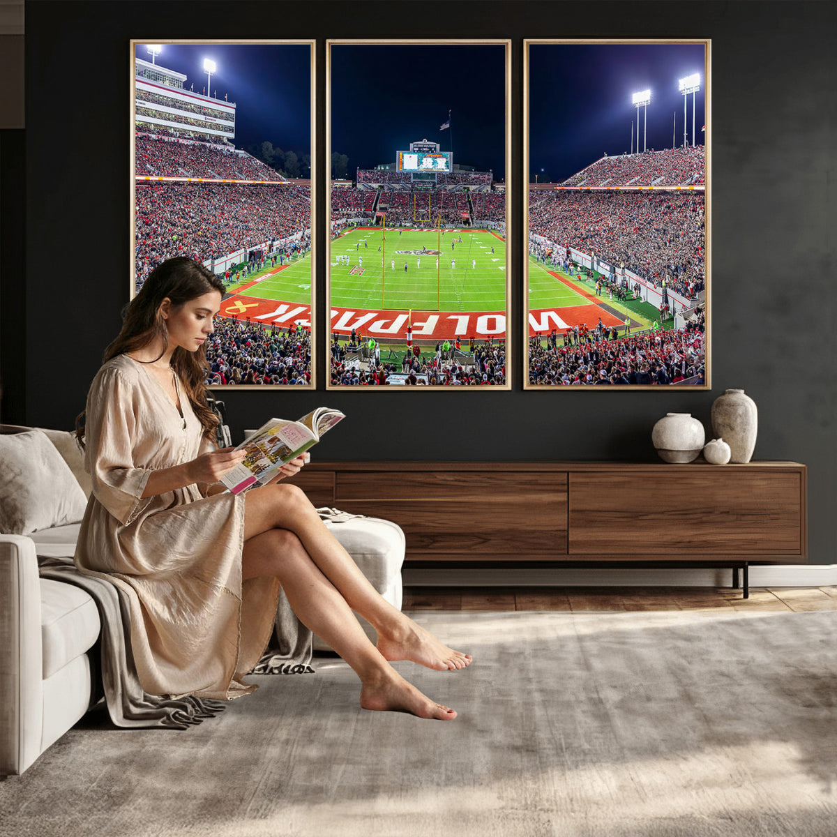 23086-MGV-CV-36X24 - NC State Wolfpack Canvas Print - Raleigh Carter-Finley Stadium Wall Art, Football Team Canvas Print