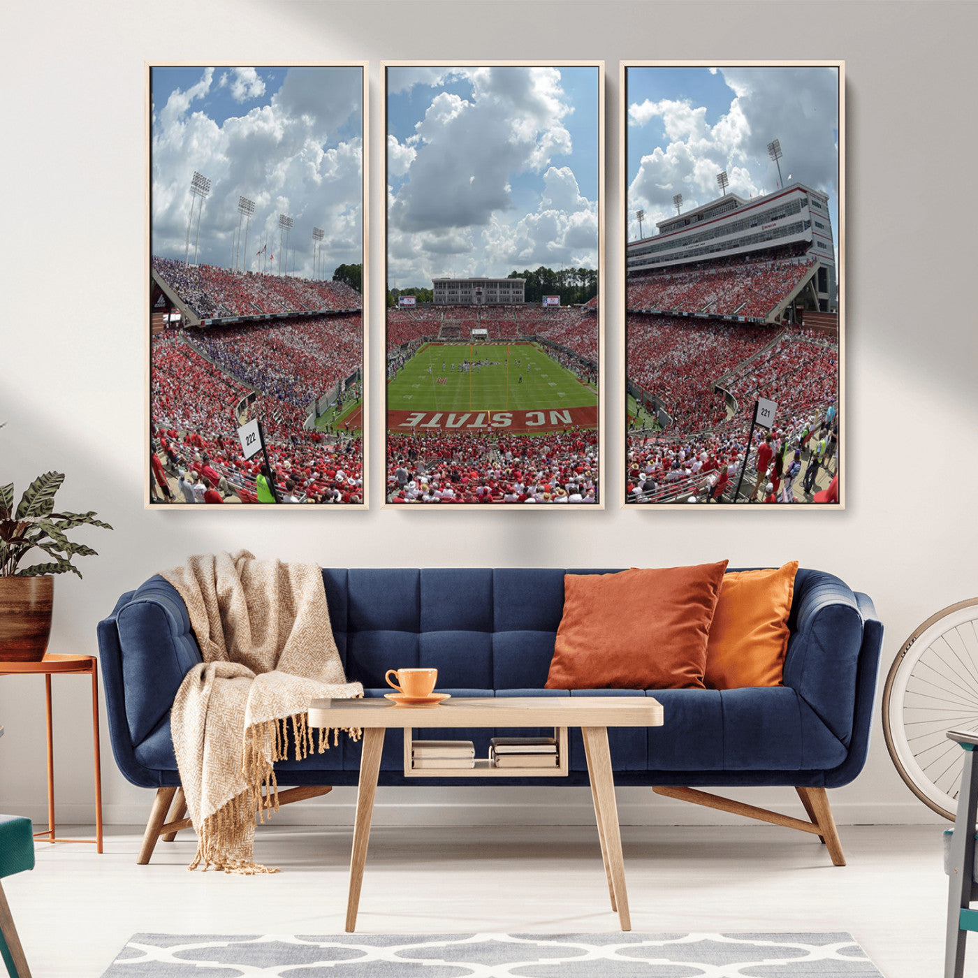 MGV-FC-48X32-3P - NC State Wolfpack Football Team Print Canvas- Raleigh Carter-Finley Stadium Wall Art Canvas Print