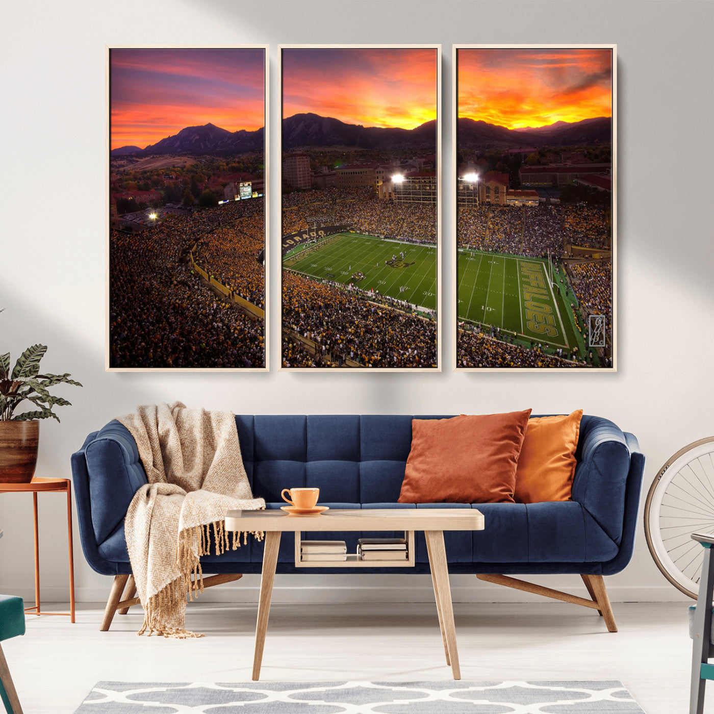MGV-FC-48X32-3P - Colorado Buffaloes Football Team Print - Boulder Folsom Field Stadium Wall Art Canvas Print