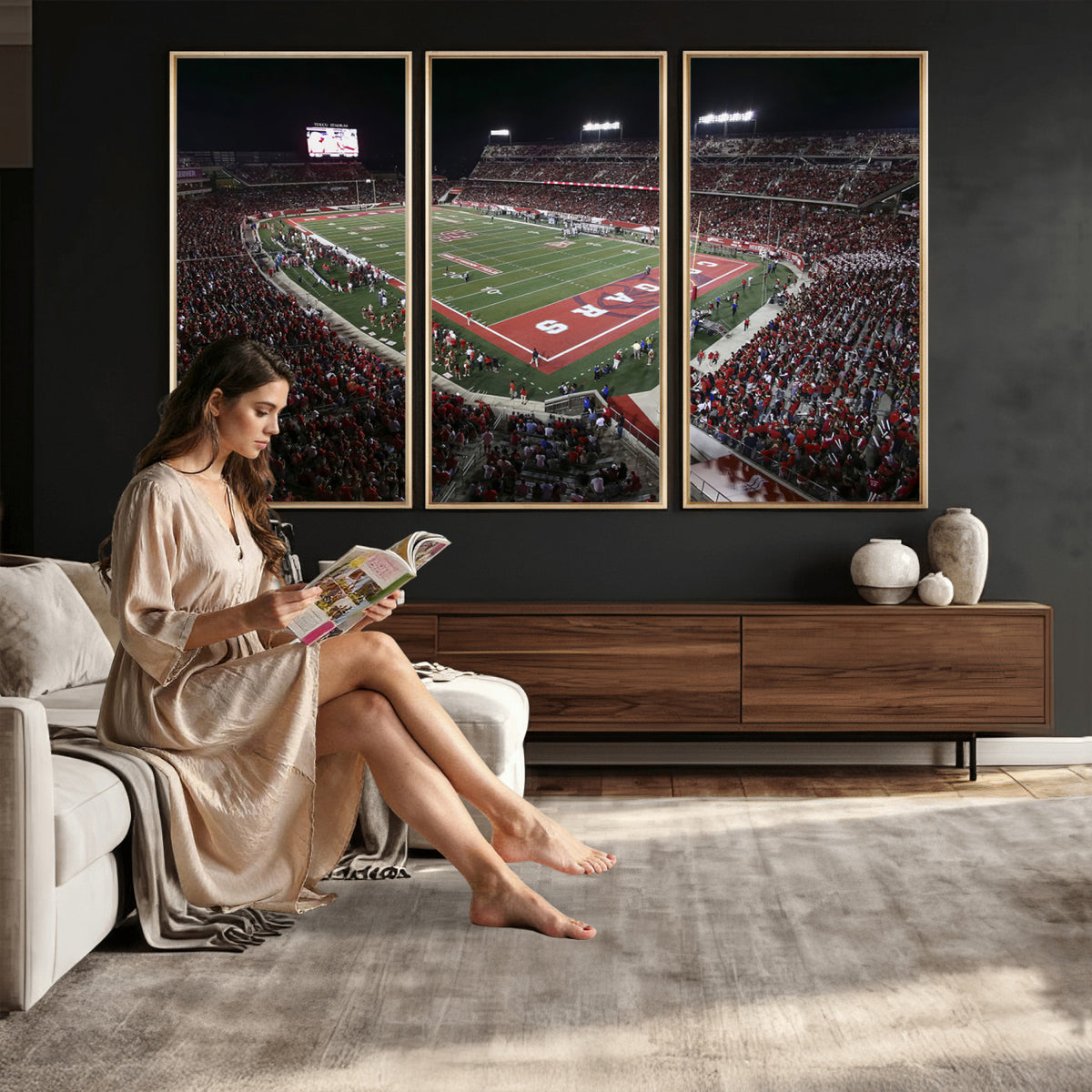 94207-MGV-CV-36X24 - Houston Cougars Football Team Print - Houston TDECU Stadium Wall Art Canvas Print