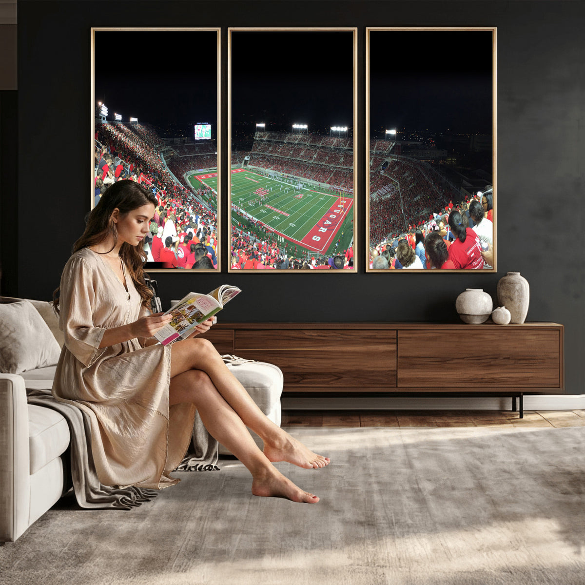 67036-MGV-CV-36X24 - Houston Cougars Football Team Print - Houston TDECU Stadium Wall Art Canvas Print