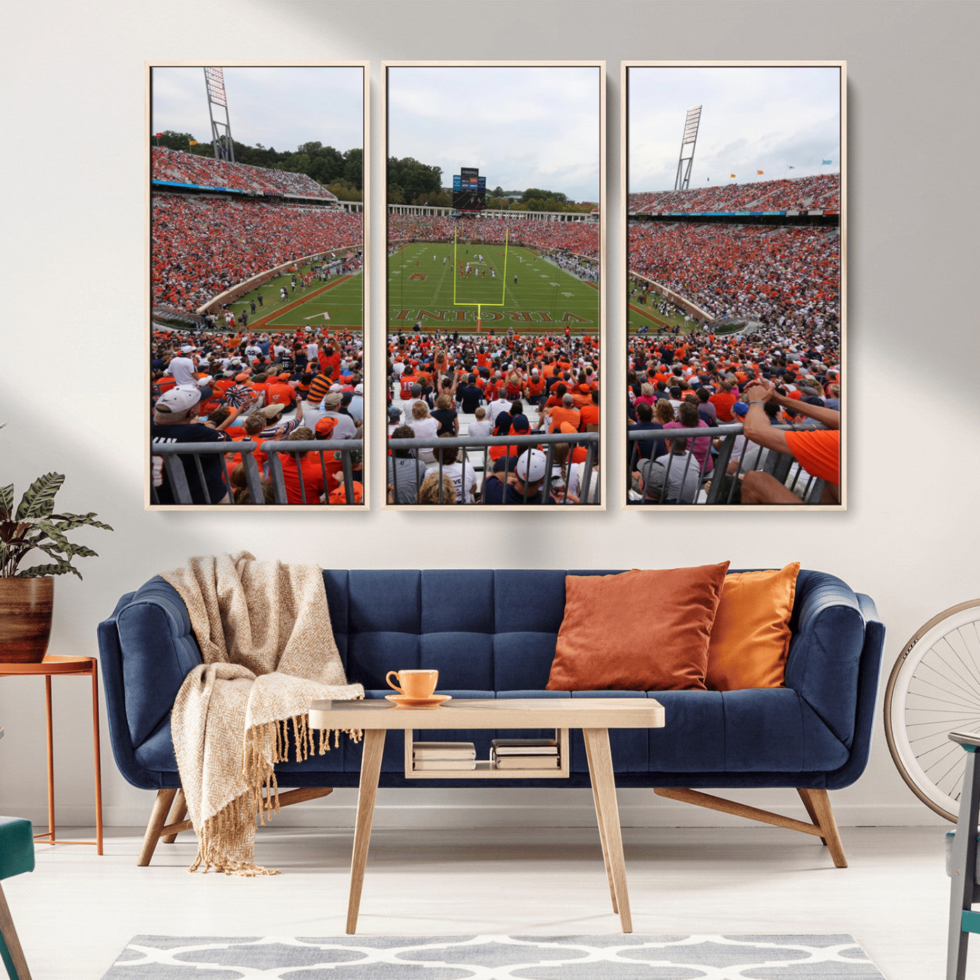 MGV-FC-48X32-3P - Virginia Cavaliers Football Team Print - Charlottesville Scott Stadium Print Wall Art Canvas