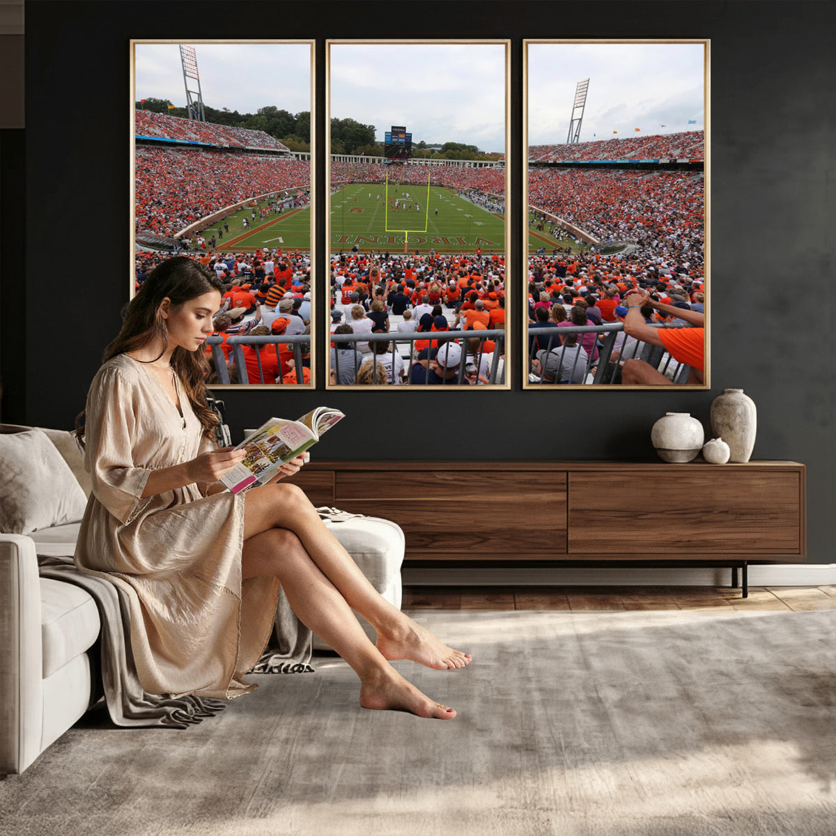 63606-MGV-CV-36X24 - Virginia Cavaliers Football Team Print, Charlottesville, Extra Large Game Room Wall Decor