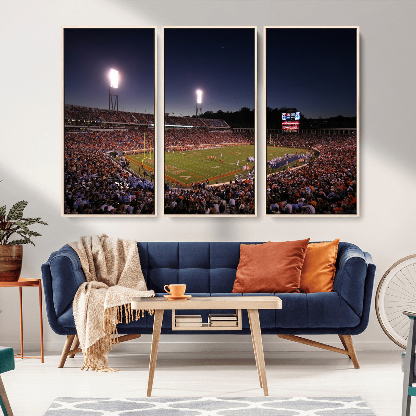 MGV-FC-48X32-3P - Virginia Cavaliers Football Team Print - Charlottesville Scott Stadium Canvas Print Wall Art