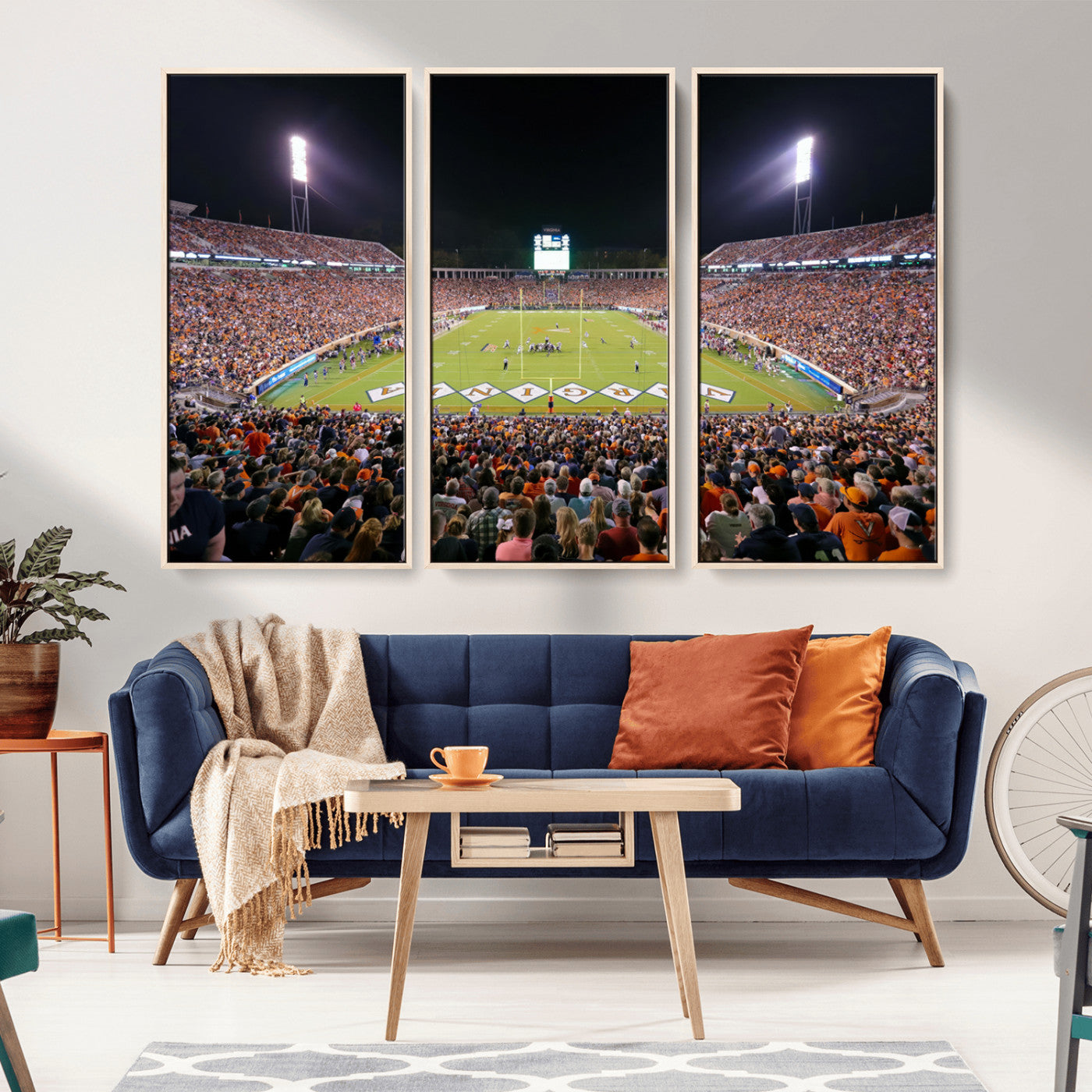 MGV-FC-48X32-3P - Virginia Cavaliers Football Team Print - Charlottesville Scott Stadium Wall Art Canvas Print