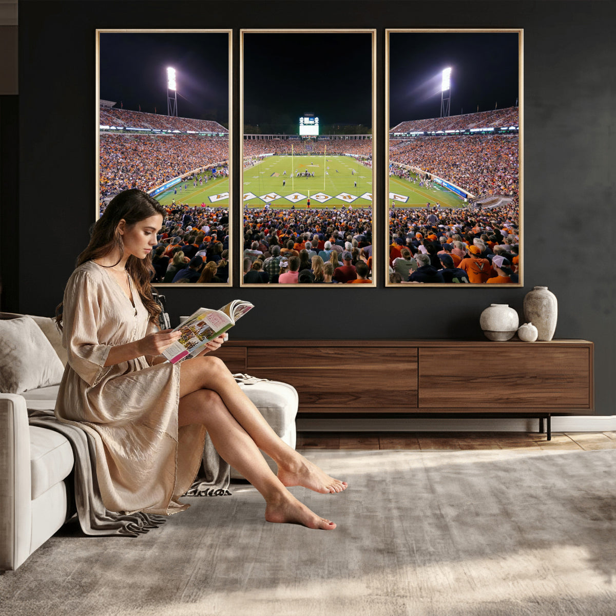 98441-MGV-CV-36X24 - Virginia Cavaliers Football Team Print - Charlottesville Scott Stadium Wall Art Canvas Print