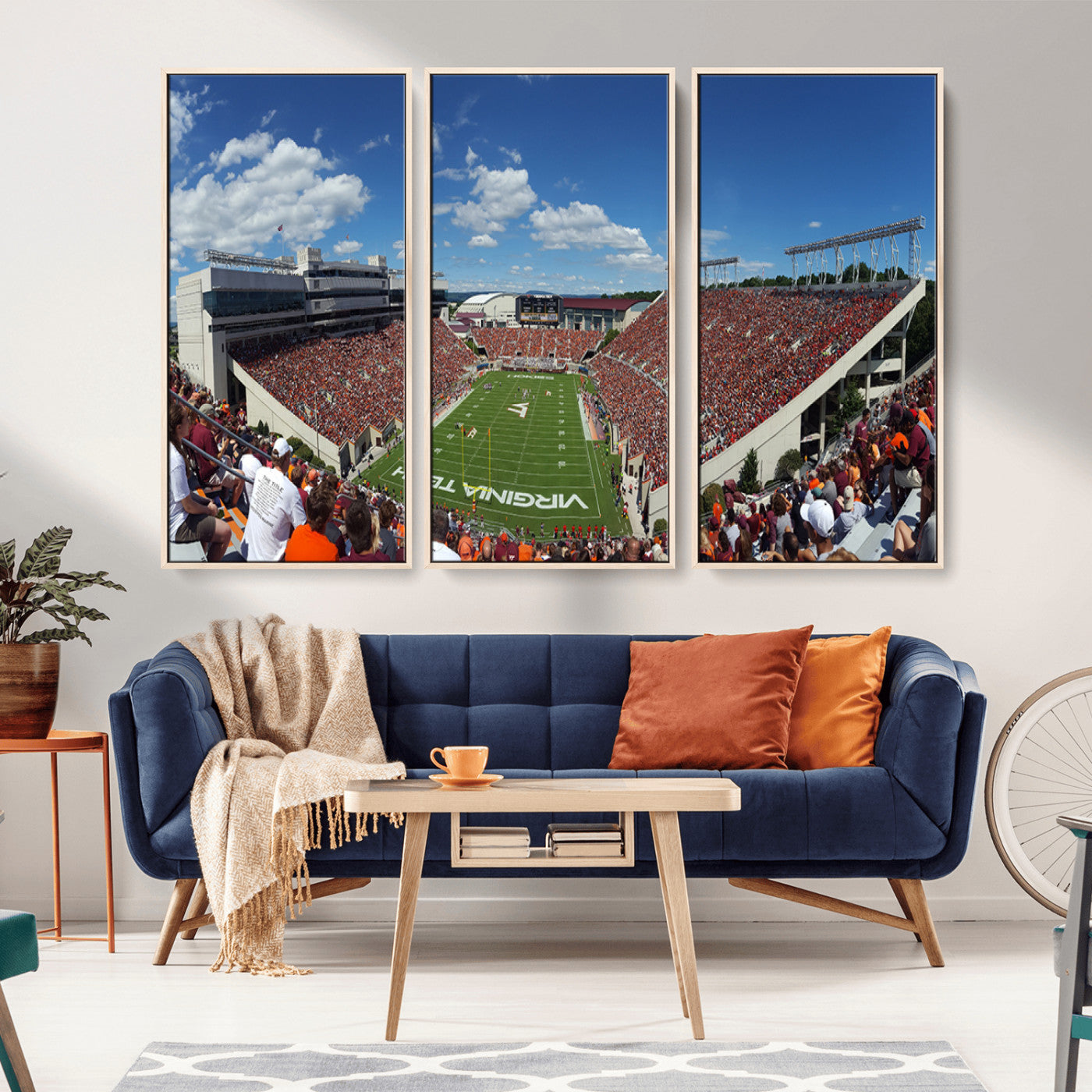 MGV-FC-48X32-3P - Virginia Tech Hokies Football Team Print - Blacksburg Lane Stadium Wall Art Canvas Print
