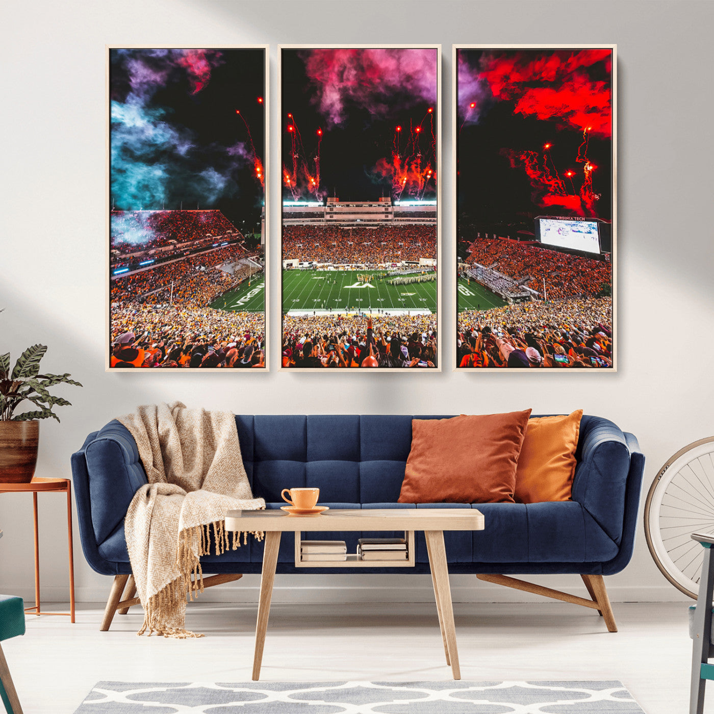 MGV-FC-48X32-3P - Virginia Tech Hokies Football Team Print - Blacksburg Lane Stadium Wall Art Canvas Print