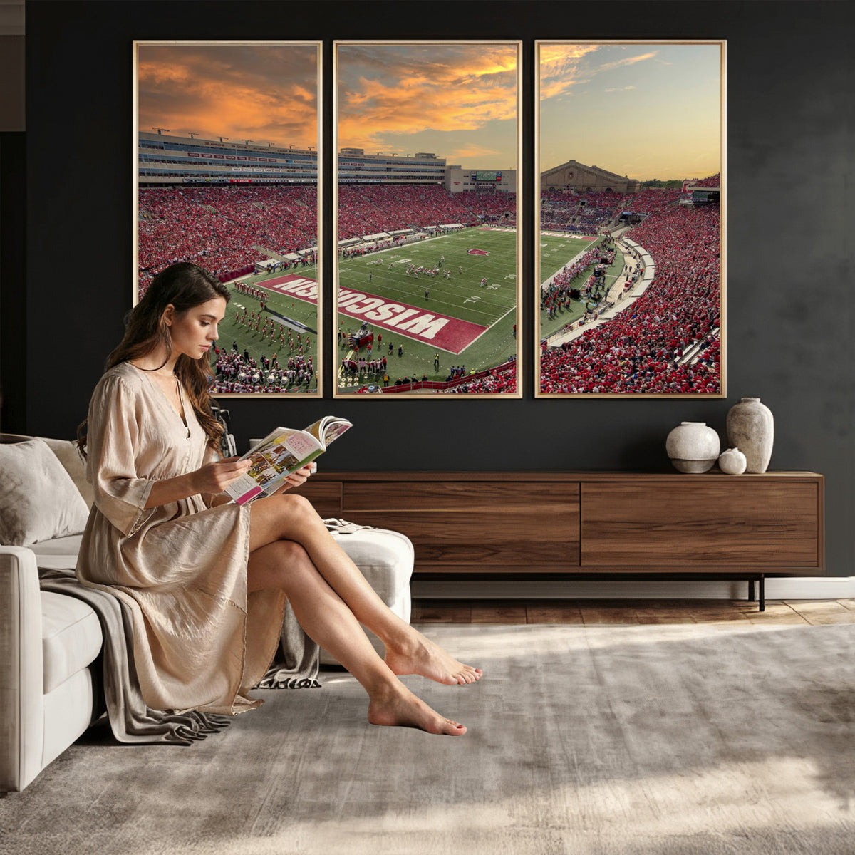 41472-MGV-CV-36X24 - Camp Randall Stadium Wisconsin Badgers Large Wall Art Canvas Print | College Football Stadium Wall