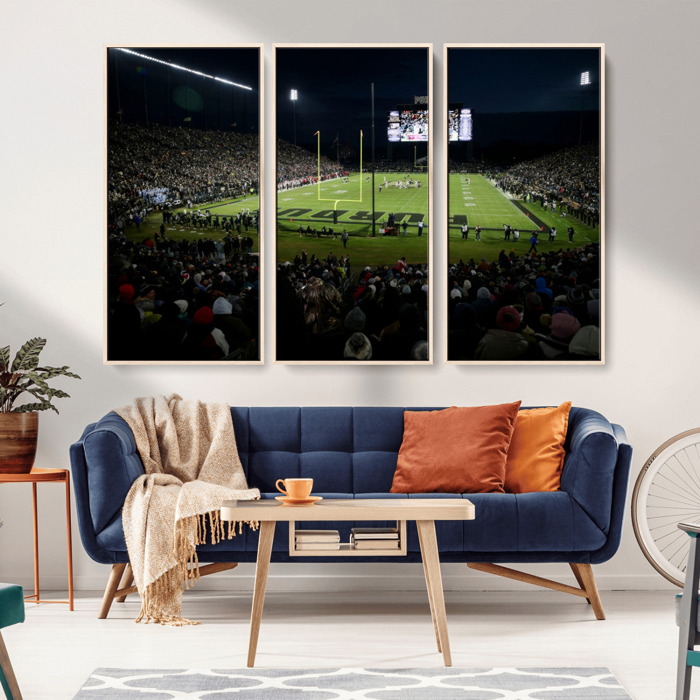 MGV-FC-48X32-3P - Purdue Boilermakers Football Team Print - West Lafayette Ross–Ade Stadium Wall Art Canvas Print