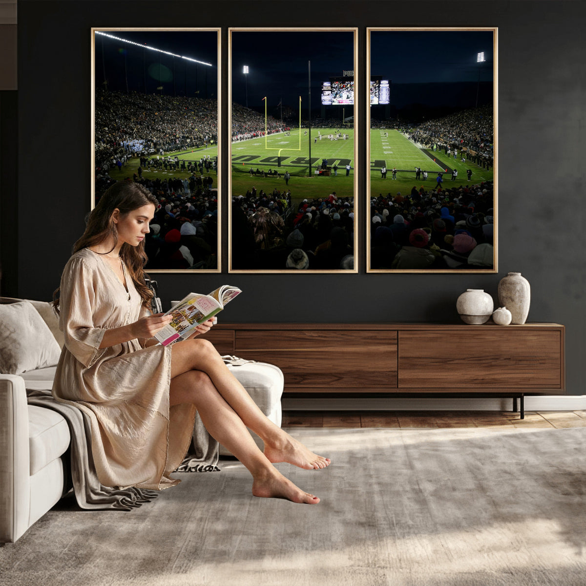 60140-MGV-CV-36X24 - Purdue Boilermakers Football Team Print - West Lafayette Ross–Ade Stadium Wall Art Canvas Print