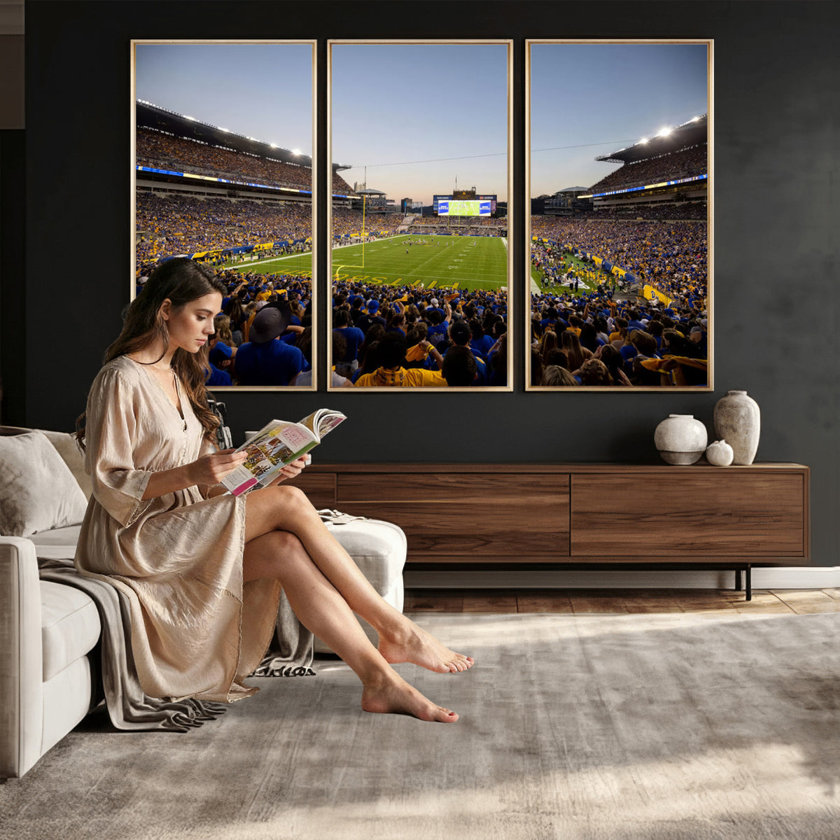 41853-MGV-CV-36X24 - Pittsburgh Panthers Football Team Print - Pittsburgh Acrisure Stadium Wall Art Canvas Print