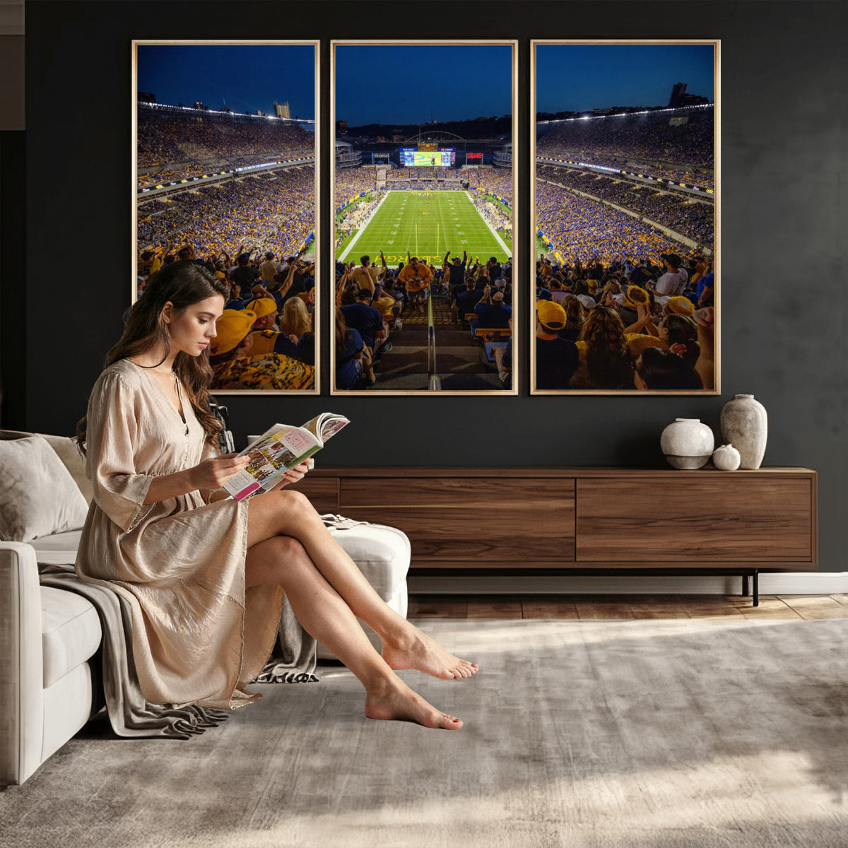 62297-MGV-CV-36X24 - Pittsburgh Panthers Football Team Print - Pittsburgh Acrisure Stadium Wall Art Canvas Print