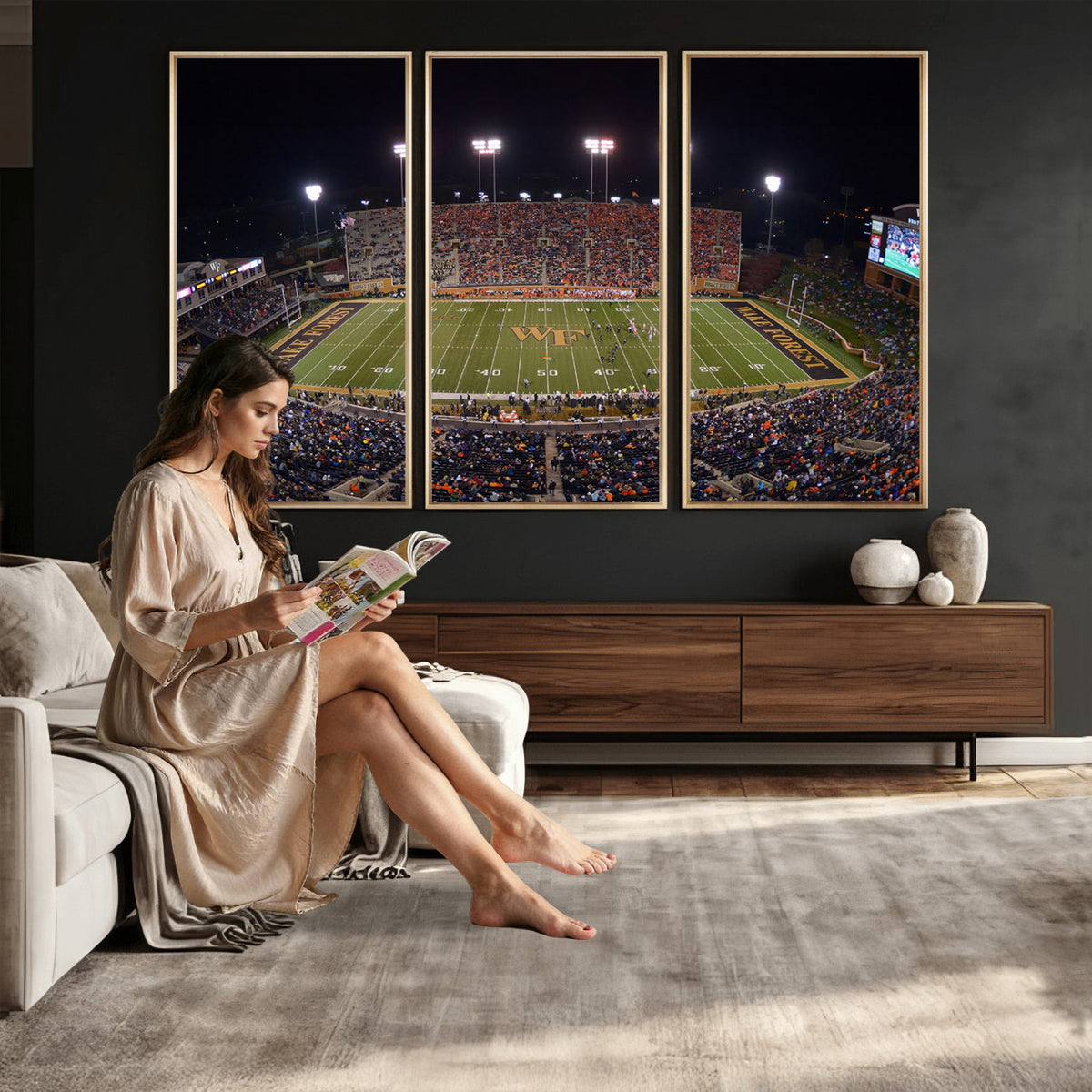 26033-MGV-CV-36X24 - Demon Deacons Print Canvas, Football Team Print
