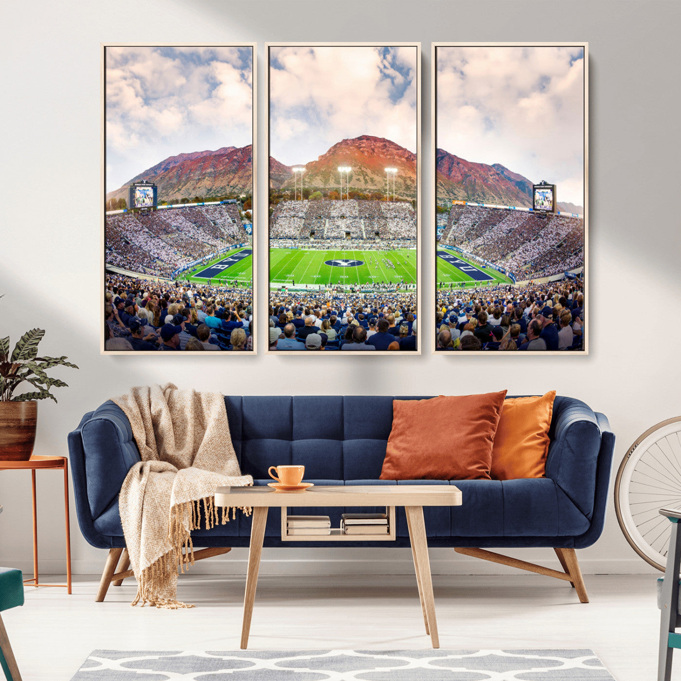MGV-FC-48X32-3P - Brigham Young University Cougars Football Team Print - Provo LaVell Edwards Stadium Wall Art Canvas