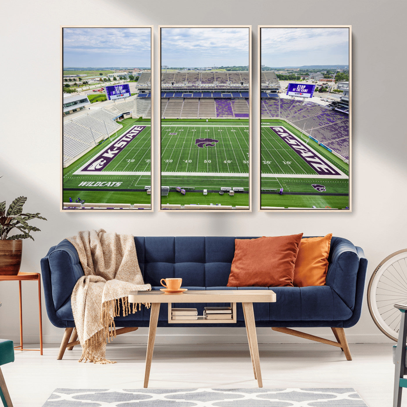 MGV-FC-48X32-3P - KState Wildcats Football Team Print - Manhattan Bill Snyder Family Football Stadium Wall Art Canvas