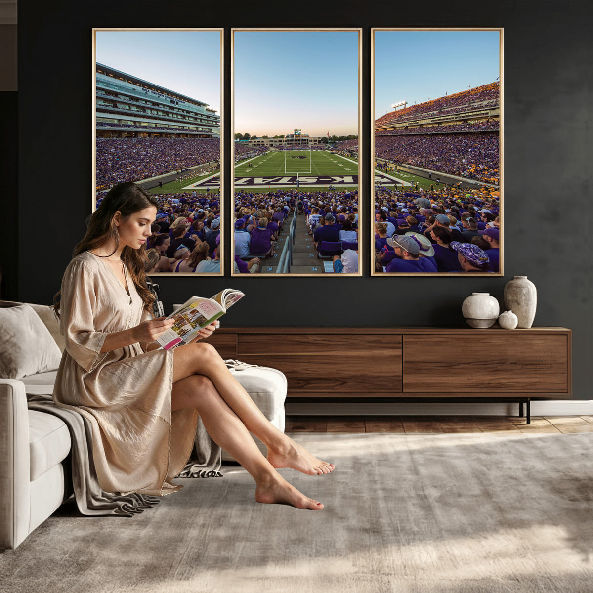 82792-MGV-CV-36X24 - Kansas State University Wildcats Football Team Print - Manhattan Bill Snyder Family Football Stadium