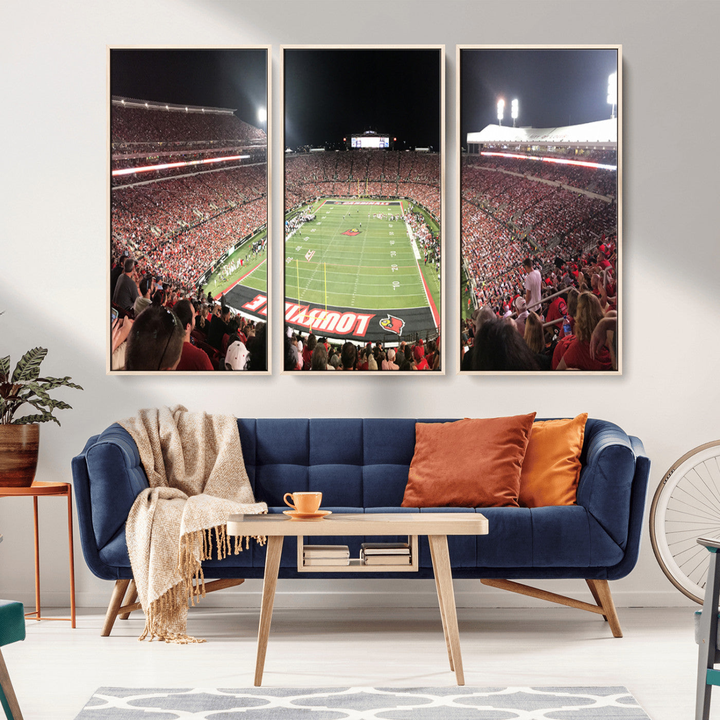 MGV-FC-48X32-3P - University of Louisville Cardinals Football Team Print - Louisville Cardinal Stadium Wall Art Canvas