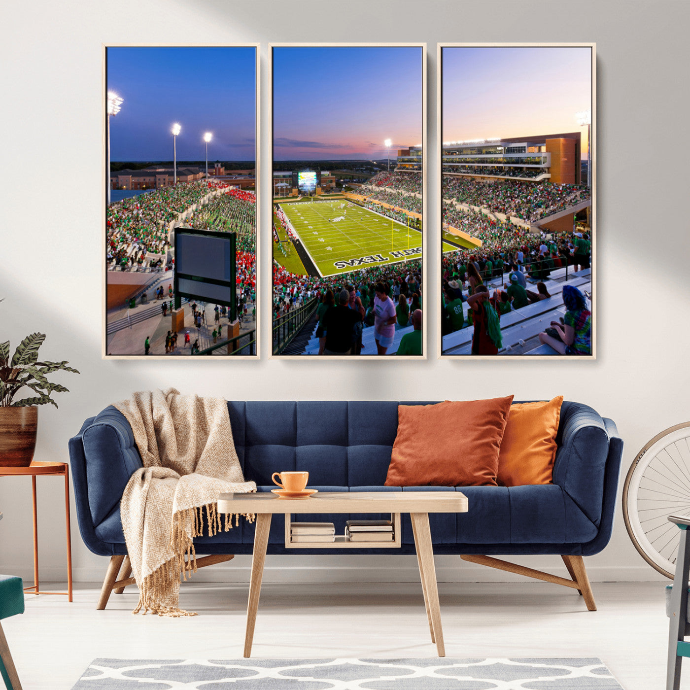 MGV-FC-48X32-3P - University of North Texas Mean Green Football Team Print - Denton DATCU Stadium Wall Art Canvas