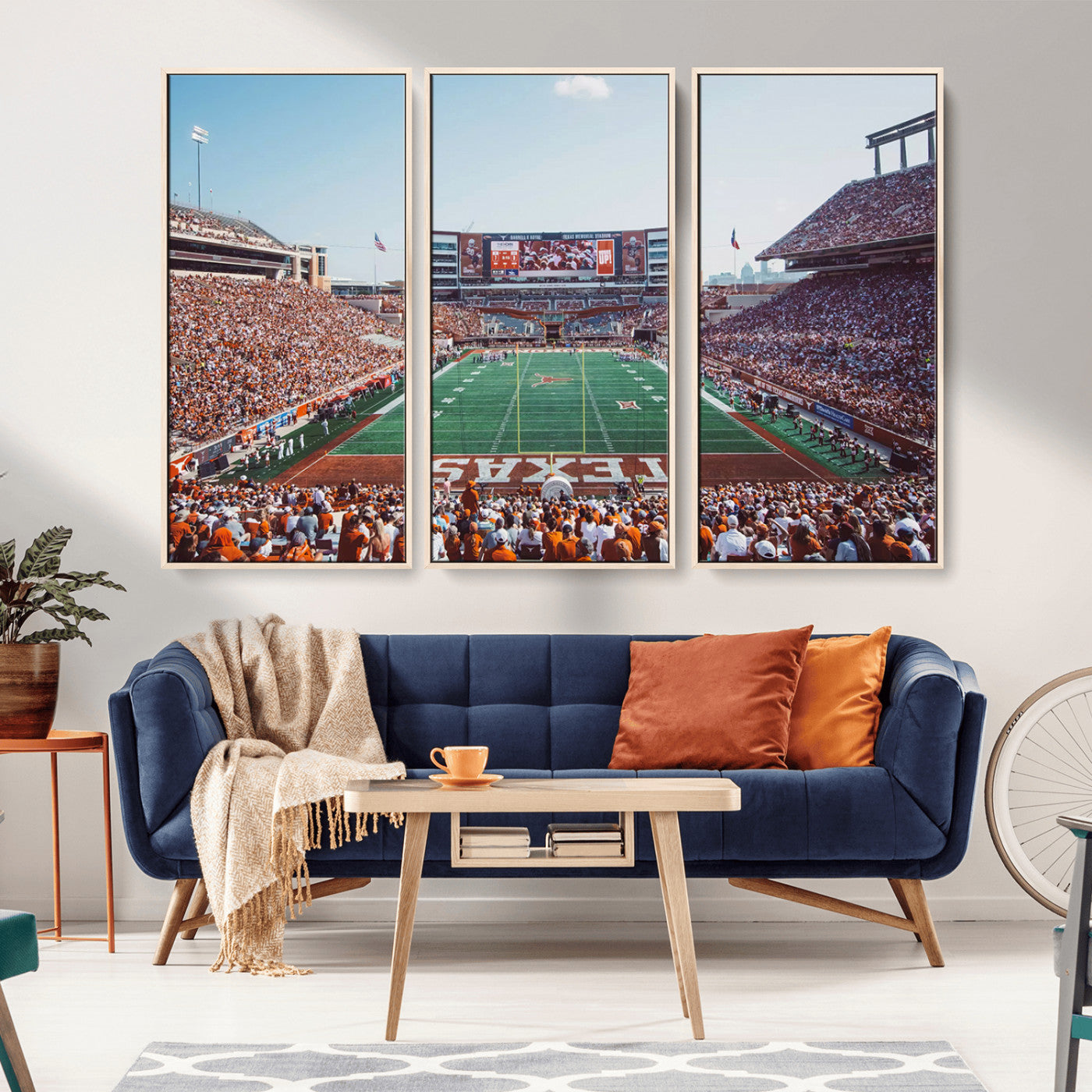 MGV-FC-48X32-3P - Framed Texas Memorial Stadium Canvas, University of Texas Longhorns Football Team Print - Austin