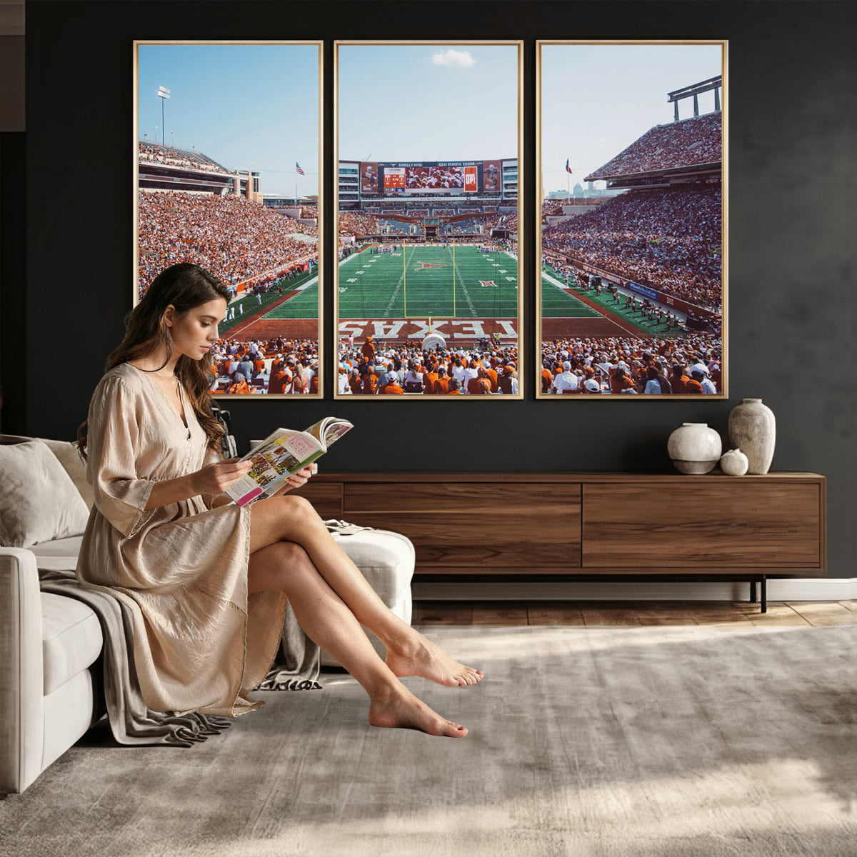 14826-MGV-CV-36X24 - Framed Texas Memorial Stadium Canvas, University of Texas Longhorns Football Team Print - Austin