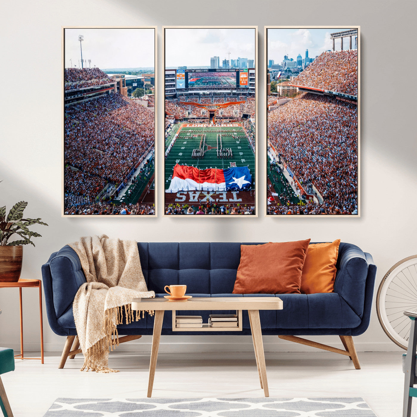 MGV-FC-48X32-3P - University of Texas Longhorns Football Team Canvas Print - Austin Darrell K Royal-Texas Memorial